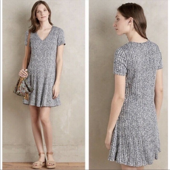 Anthropologie Dresses & Skirts - Anthropologie Dolan Left Coast Collection Gray Knit Ribbed Swing Dress Size XS